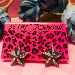 Betsey Johnson Blue/Gold Starfish Earrings